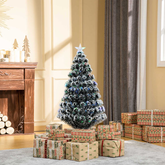 HOMCOM 4ft Xmax Tree Pre-Lit LED Optical Fiber Christmas Tree Artificial Winter Holiday Seasonal Decoration w/ Stand | Aosom Canada