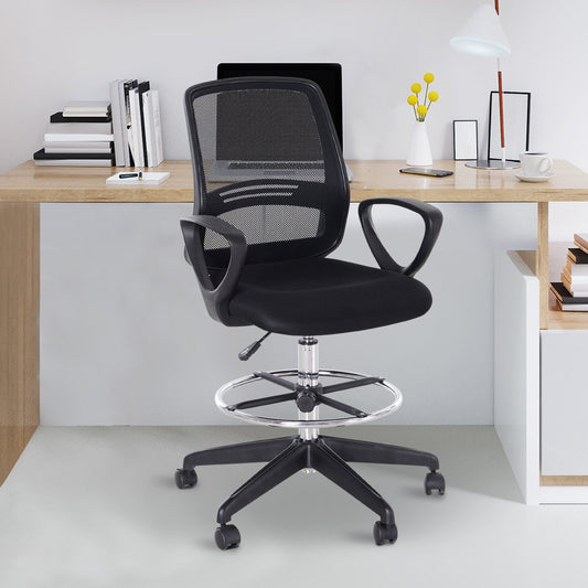 Vinsetto Drafting executive office chairs Tall Office Chair Foot Ring Mid-Back Mesh Ergonomic for Standing Desk 360°Swivel Office Black | Aosom Canada
