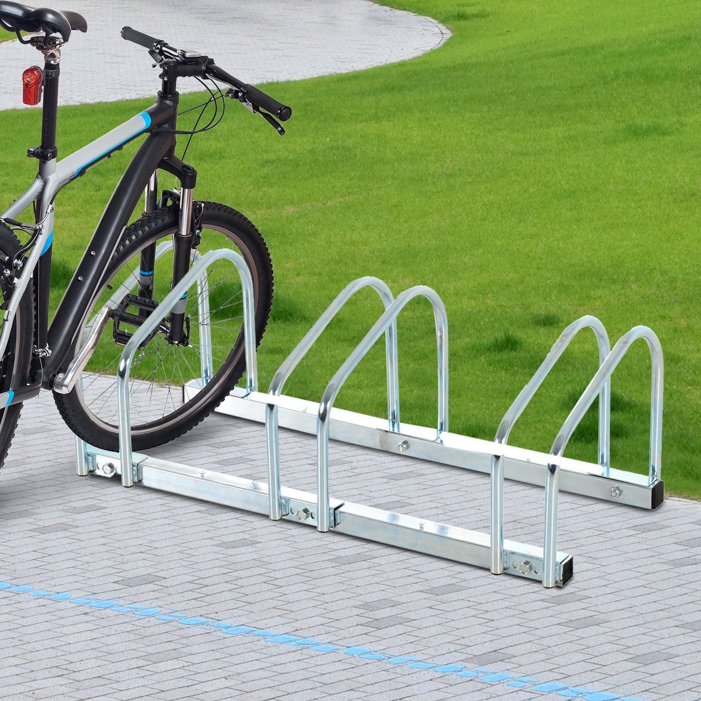 Bike Parking Stand Bicycle Stands & Storage Silver 27.8"L x 13"W x 10.5"H Steel HOMCOM | Aosom Canada