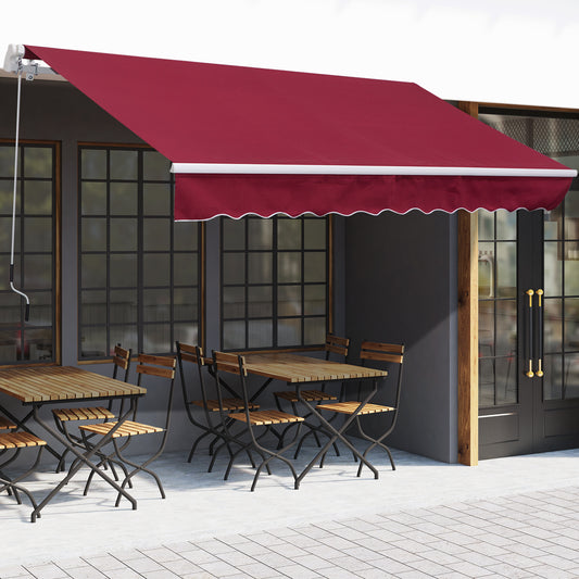 Outsunny 11.8x8.2ft Manual Retractable Patio Awning Water-Resistant Sun Shade Outdoor Deck Window Door Canopy Shelter Wine Red | Aosom Canada