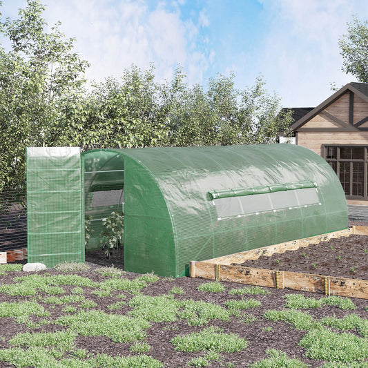Outsunny 19 x 10 x 6.6ft Outdoor Walk-in Tunnel Greenhouse Portable Plant Gardening Warm House with PE Cover Green | Aosom Canada