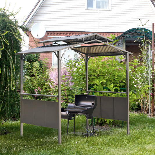 Outsunny 8' x 5' Grill Gazebo Outdoor BBQ Gazebo Canopy with Side Shelves Double Roof Great Ventilation Aluminium | Aosom Canada