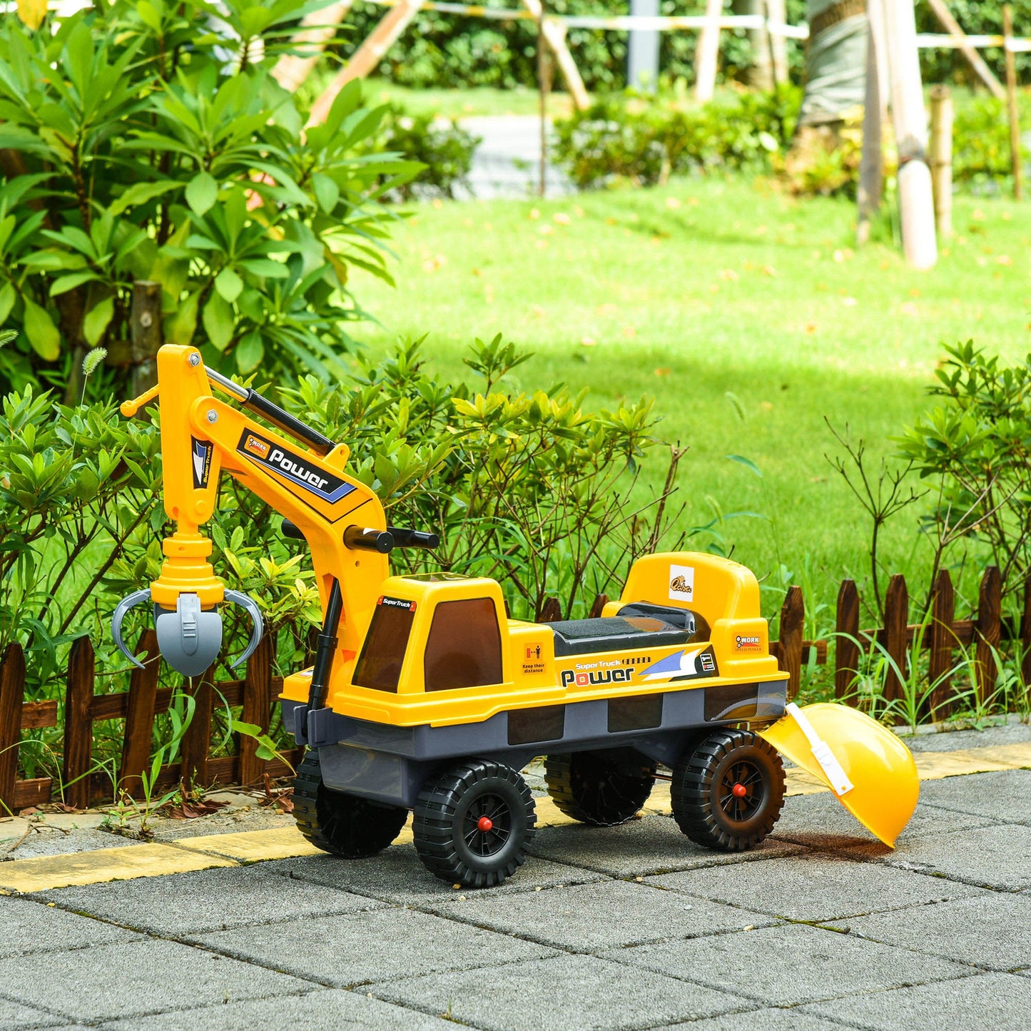 Qaba No Power Construction Ride on Excavator Digger Multi-functional Bulldozer Toy for Ages 2-3 Years Old Yellow | Aosom Canada