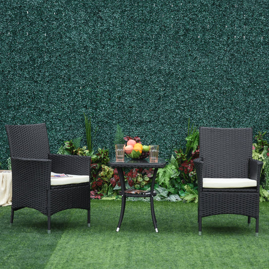 Outsunny 3pcs Rattan Coffee Set Garden Furniture All Weather Black | Aosom Canada