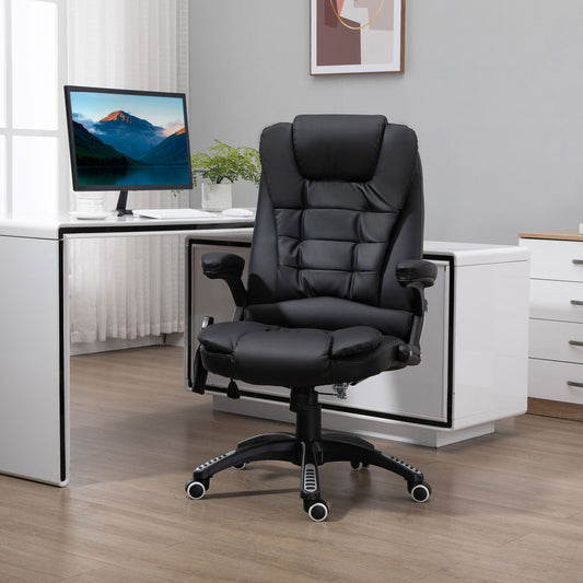 HOMCOM Office Chair Heated Ergonomic Massage Swivel Vibrating High Back Faux Leather Executive Chair Office(Black) | Aosom Canada