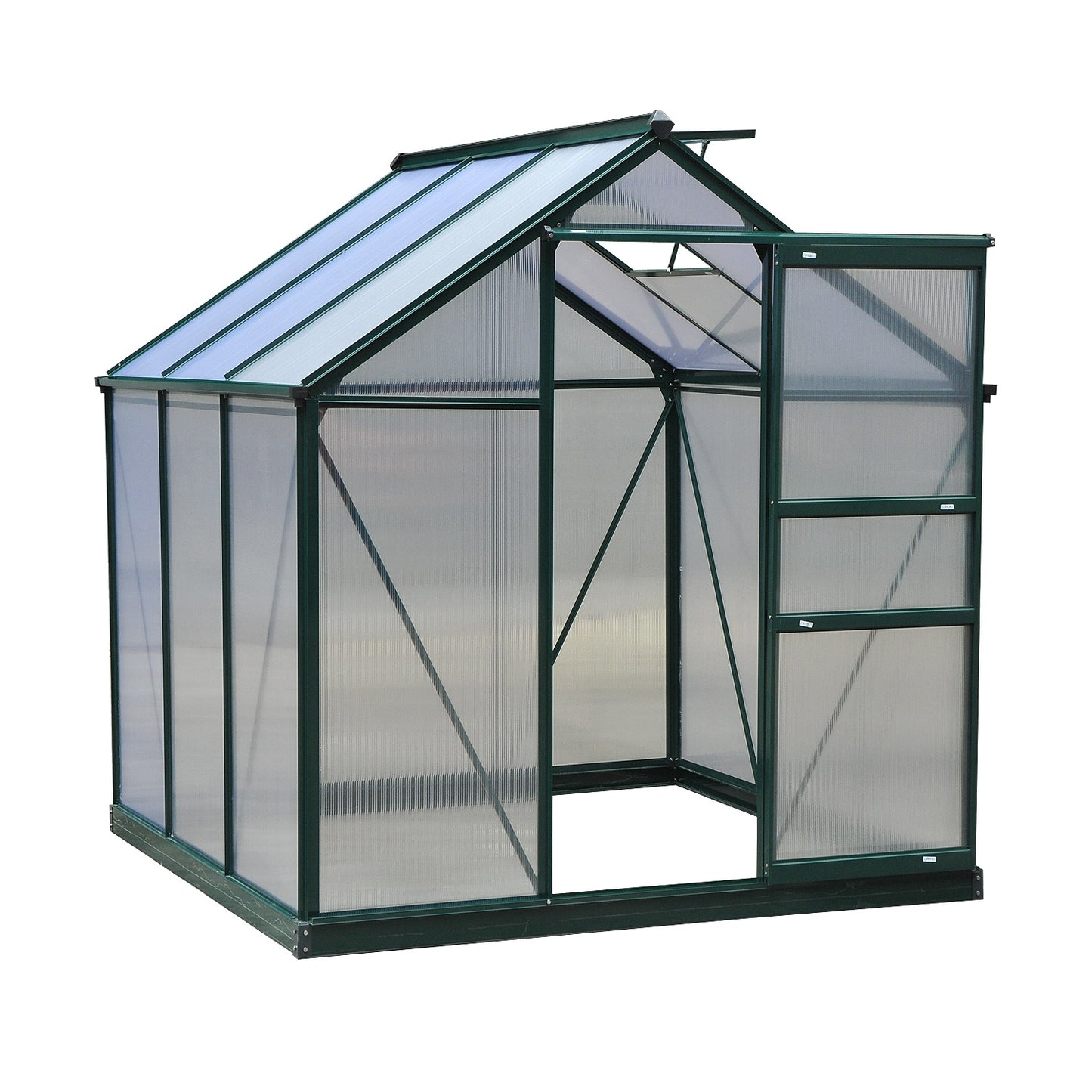 Outsunny 6'x6'x7' Greenhouse Clear & Twin Wall Panels Walk-in Greenhouse Polycarbonate Panels Plants Flower Growth Portable Aluminum | Aosom Canada