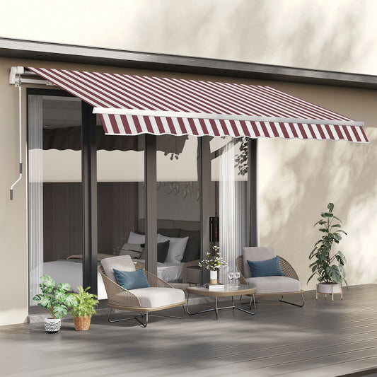 Outsunny 12' x 10' Retractable Awning Fabric Replacement Outdoor Sunshade Canopy Awning Cover, UV Protection, Red & White | Aosom Canada