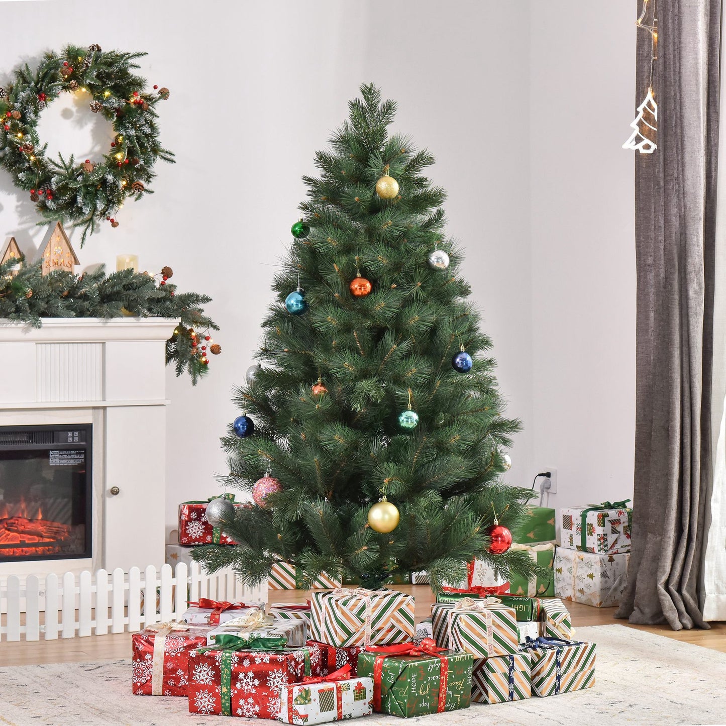 HOMCOM 5FT Artificial Pop-Up Christmas Tree Xmas Tree Holiday Home Decoration with Automatic Open, Green | Aosom Canada