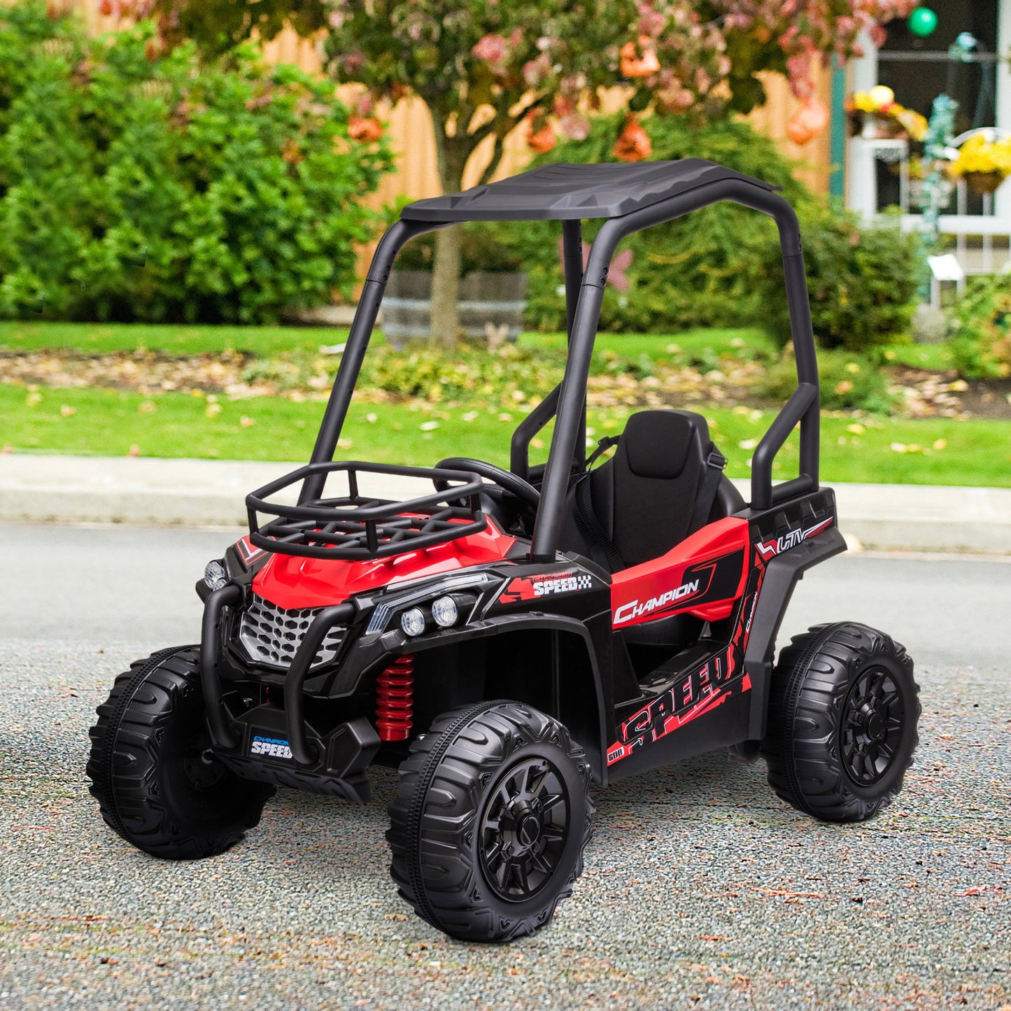 Aosom 12V Battery-powered Kids Electric Ride On Car Off-road UTV Toy with Parental Remote Control, Suspension Wheels Red | Aosom Canada