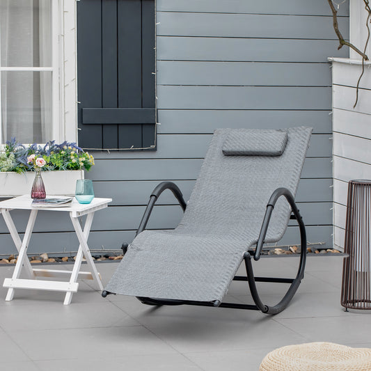 Outsunny Zero Gravity Rocking Lounge Chair, Patio Rocker w/ Removable Pillow, Grey | Aosom Canada