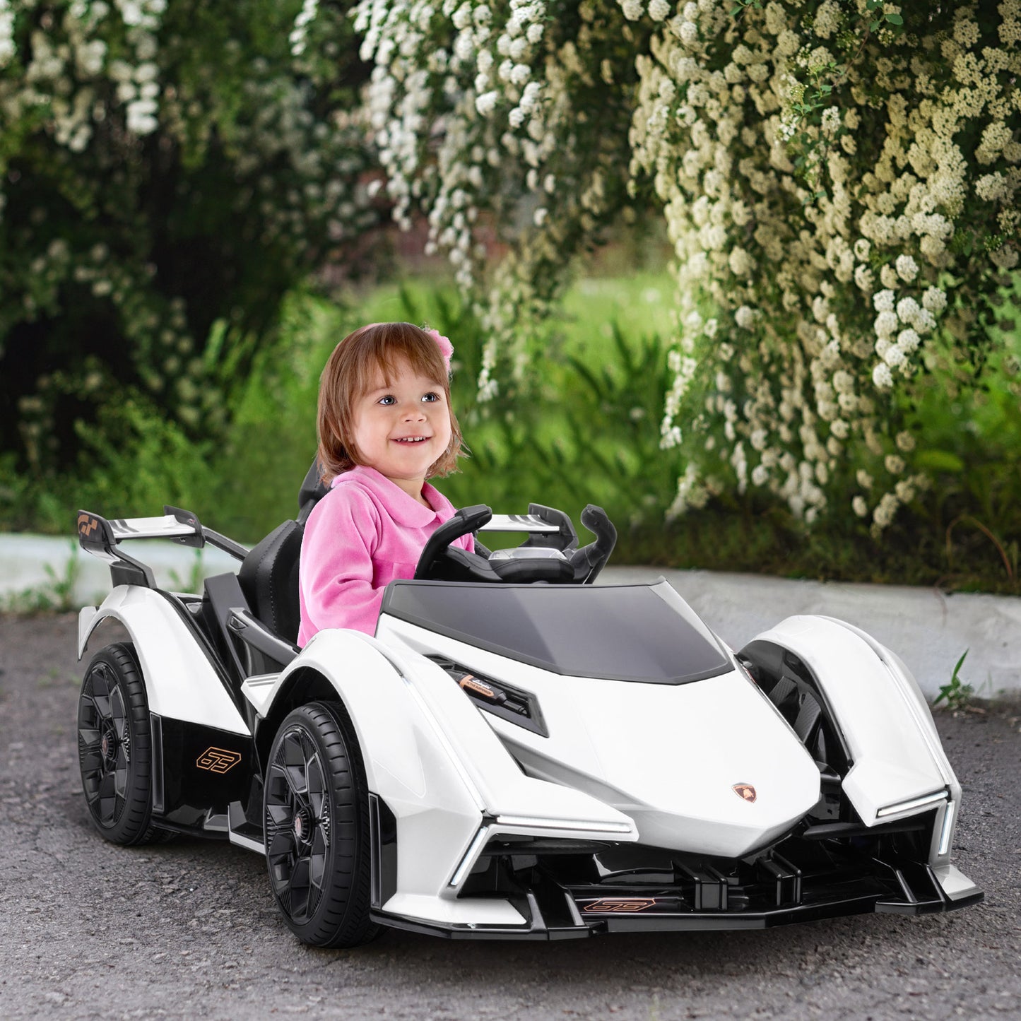 Aosom Kids Ride On Sports Car, 12V Battery Powered Electric Toy w/Parent Remote Control, Bluetooth, Music & LED Lights White | Aosom Canada