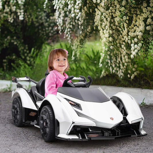 Aosom Kids Ride On Sports Car, 12V Battery Powered Electric Toy w/Parent Remote Control, Bluetooth, Music & LED Lights White | Aosom Canada