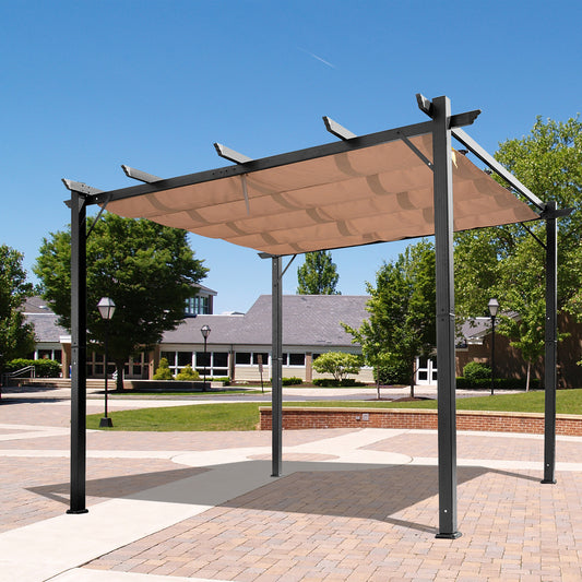 Outsunny 10' x 13' Outdoor Pergola Aluminum Gazebo w/ Retractable Canopy for Patio, Backyard, Party, Black | Aosom Canada