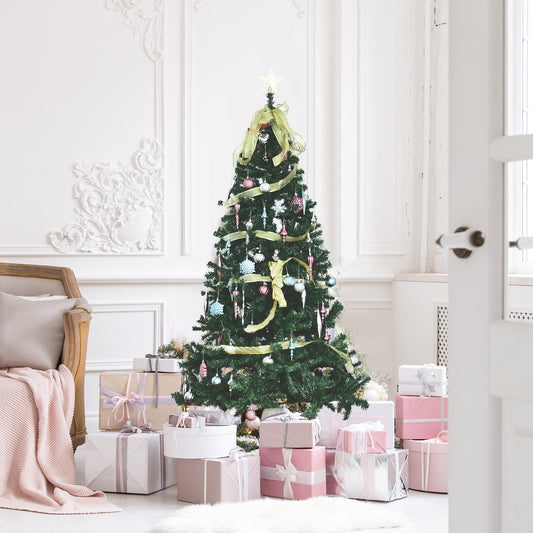 HOMCOM 6ft Christmas Tree Unlit Artificial Spruce Full Tree w/ Solid Metal Stand 1000 Tips | Aosom Canada