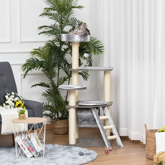 PawHut Cat tree Tower Climbing Kitten Activity Center Furniture with Sisal Scratching Post Tunnel Ladder Perch Hanging Balls | Aosom Canada
