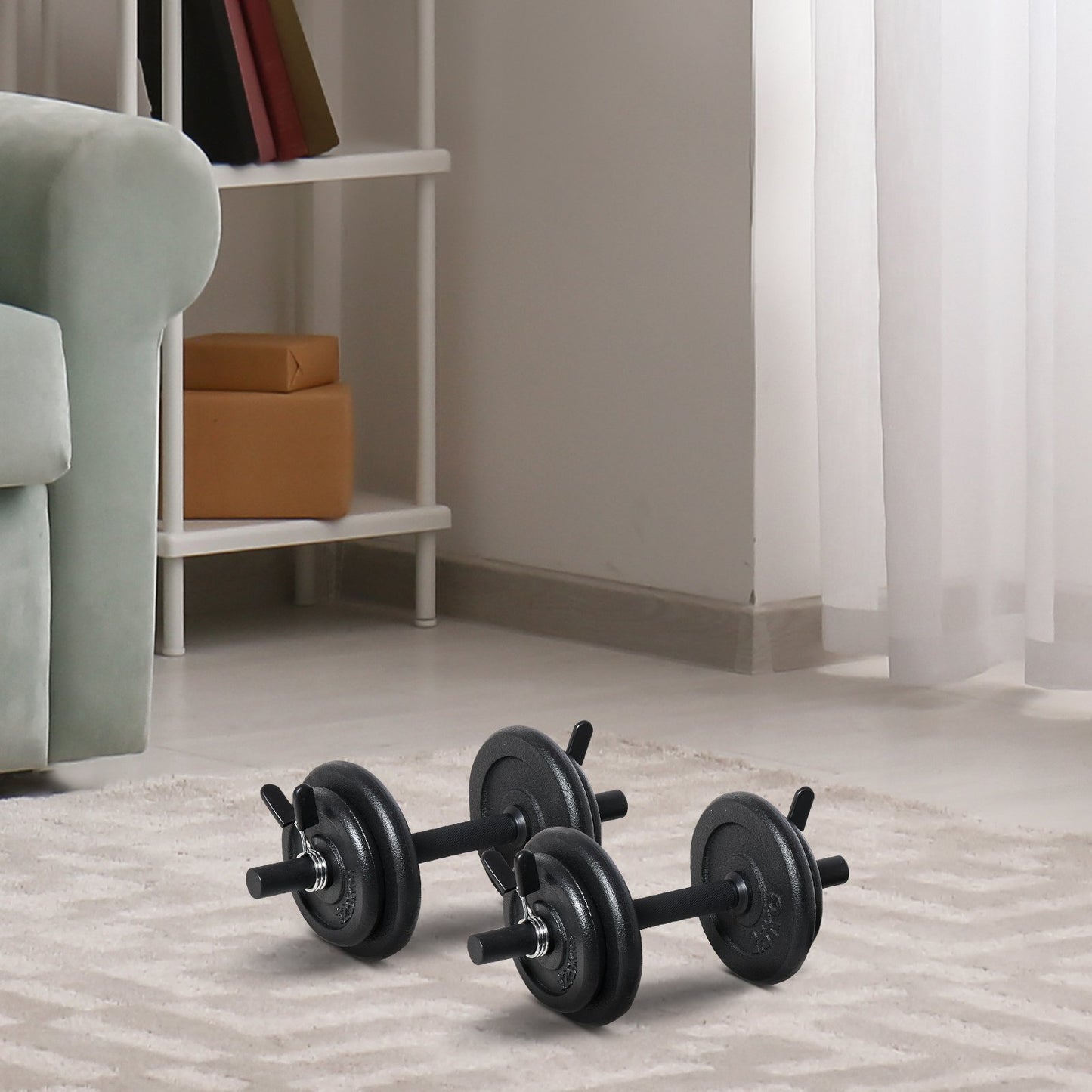 Dumbbells Set Exercise & Fitness Black 16"L x 9.75"W x 5"H Steel Soozier | Aosom Canada