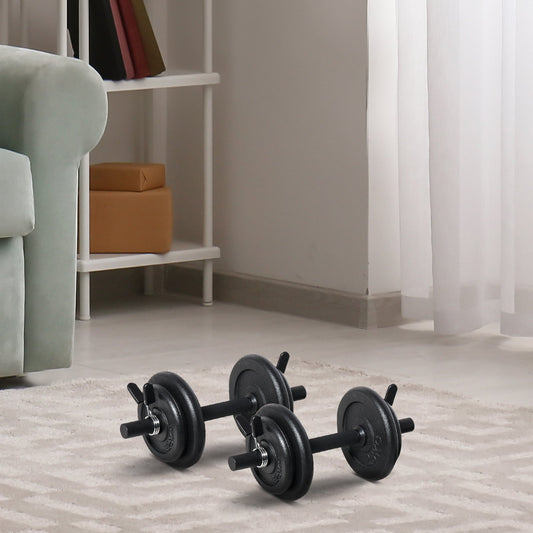 Dumbbells Set Exercise & Fitness Black 16"L x 9.75"W x 5"H Steel Soozier | Aosom Canada