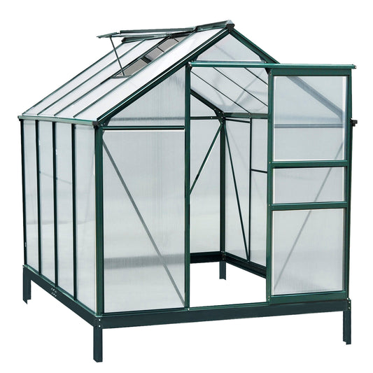 Outsunny 6'x8'x7' Greenhouse Clear Twin Wall Panels Walk-in Garden Polycarbonate Panels Plants Flower Growth Shed Outdoor Warm House | Aosom Canada