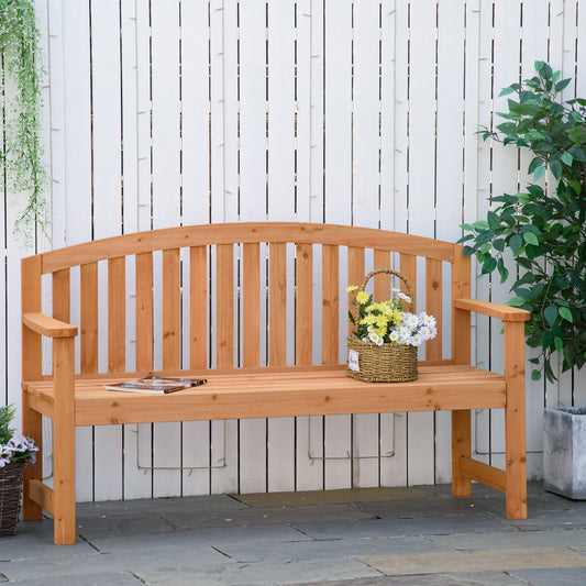 Outsunny 4.6Ft Garden Bench, 3 Seater Outdoor Patio Seat with Slatted Design for Park, Yard, Indoor, Orange | Aosom Canada