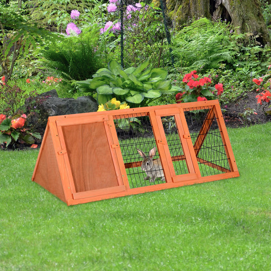 PawHut 47" Triangular Wooden Rabbit Hutch Bunny House Small Animal Cage Backyard Garden Habitat | Aosom Canada