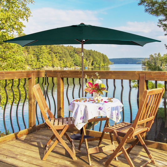 Outsunny 6.5x10ft Patio Sun Umbrella w/ Crank Outdoor Gazebo Patio Canopy Green | Aosom Canada