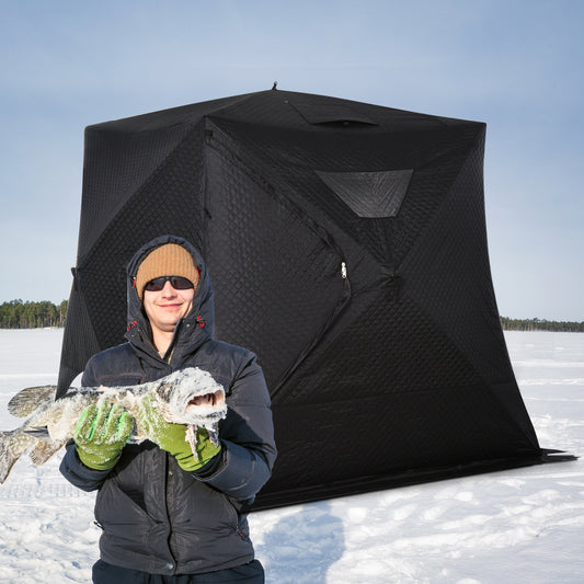 Outsunny Portable 4-Person Ice Fishing Tent Shelter with Ventilation Windows With Carry Bag | Aosom Canada
