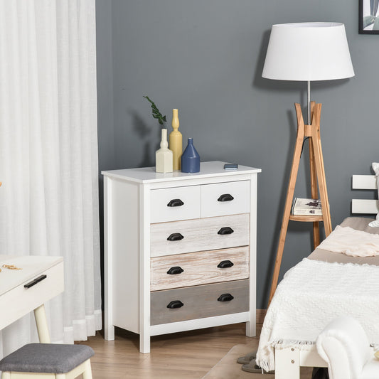HOMCOM Chest of Drawers, 5 Drawers Storage Cabinet Bedroom Clothes Closet for Living Room, Multi-Color | Aosom Canada