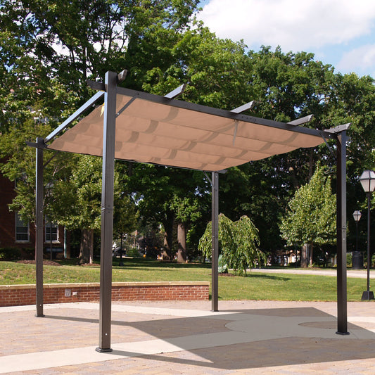 Outsunny 10' x 10' Aluminium Outdoor Pergola Gazebo Backyard Canopy Cover Square Sunshade Garden Grape Trellis Coffee | Aosom Canada
