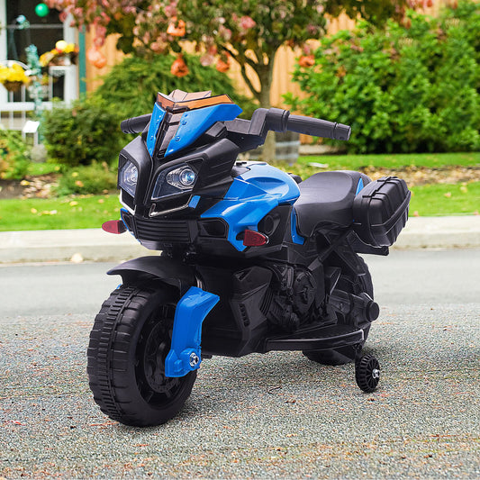 AOSOM Kids Electric Motorcycle Ride on Cars Battery Powered Rechargeable 6V Horn Headlights 3 km/h Max Speed Blue | Aosom Canada