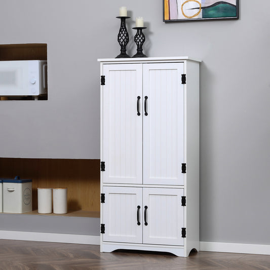 HOMCOM Accent Floor Storage Cabinet Kitchen Pantry with Adjustable Shelves and Doors, White | Aosom Canada