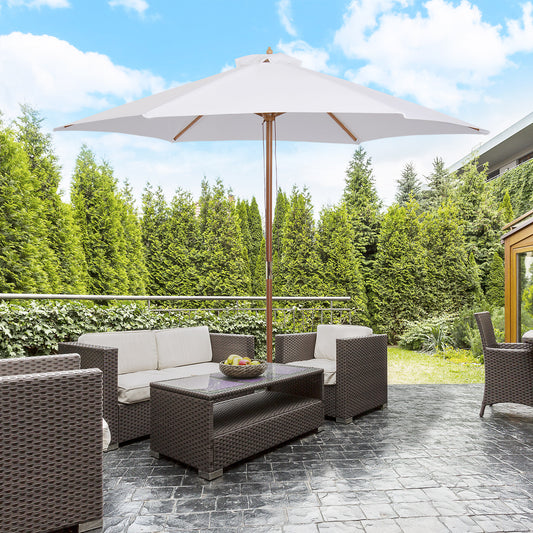 Outsunny ⌀9’ x 8’H Market Outdoor Patio Sun Umbrella Sunshade Garden Parasol, Beige | Aosom Canada