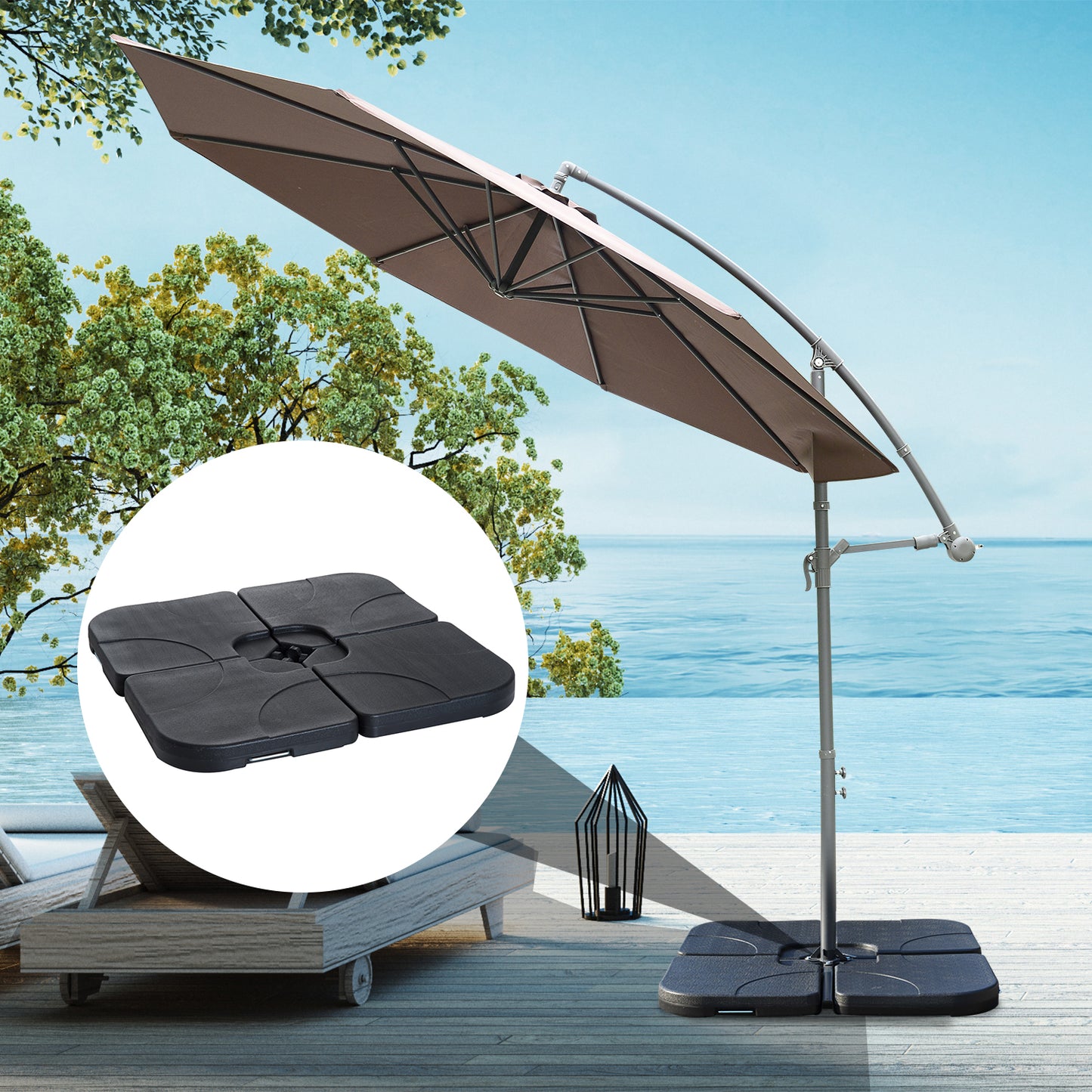 Outsunny 4pc Portable Umbrella Base Weights Garden Parasol Base Outdoor Patio Umbrella Stand Holder Weights, Black | Aosom Canada