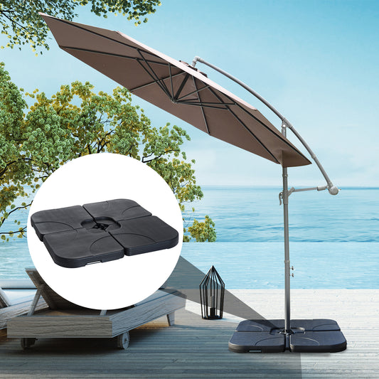Outsunny 4pc Portable Umbrella Base Weights Garden Parasol Base Outdoor Patio Umbrella Stand Holder Weights, Black | Aosom Canada