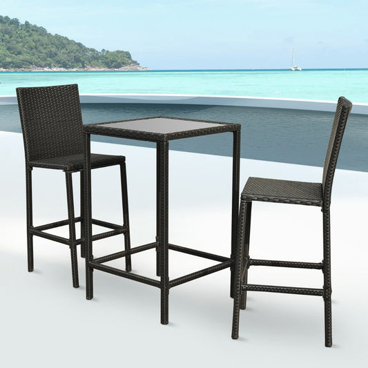 Outsunny Patio Rattan Barstool Table Wicker Outdoor Furniture Black | Aosom Canada