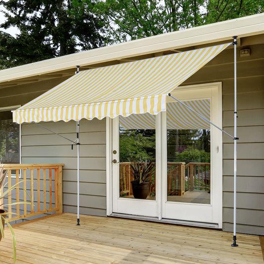 Outsunny 10x5ft Manual Retractable Patio Awning Window Door Sun Shade Deck Canopy Shelter Water Resistant UV Protector Yellow | Aosom Canada
