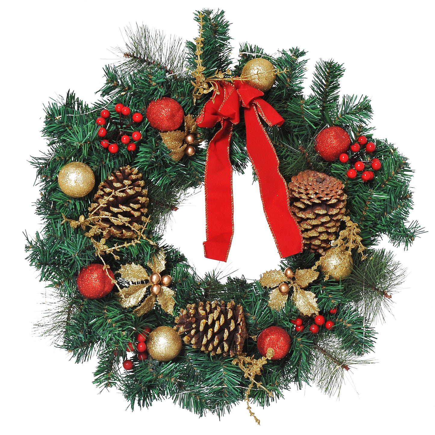 HOMCOM 24" Pre-Lit Artificial Christmas Spruce Wreath 20 LED Lights Battery Operated | Aosom Canada