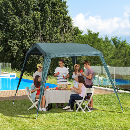 Outsunny 11x8ft Portable Party Gazebo Tent Outdoor Activity Sun Shelter Garden Carport Tent Canopy w/ Slant Leg Green | Aosom Canada