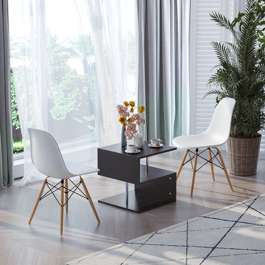 HOMCOM Wooden S Shape End Table 3 Tier Storage Shelves Organizer Living Room Coffee Side Table Desk Black | Aosom Canada