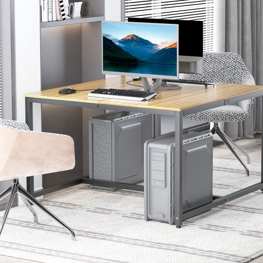 HOMCOM Two Person Computer Desk, 47 x 47 inch Extra Large Writing Study Desk, Double Workstation for Home Office, Oak | Aosom Canada