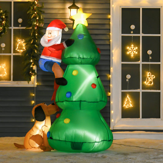 HOMCOM 5.9ft Inflatable Christmas Tree, LED Lighted with Santa Claus Dog for Home Indoor Outdoor Garden Lawn Decoration Party Prop | Aosom Canada