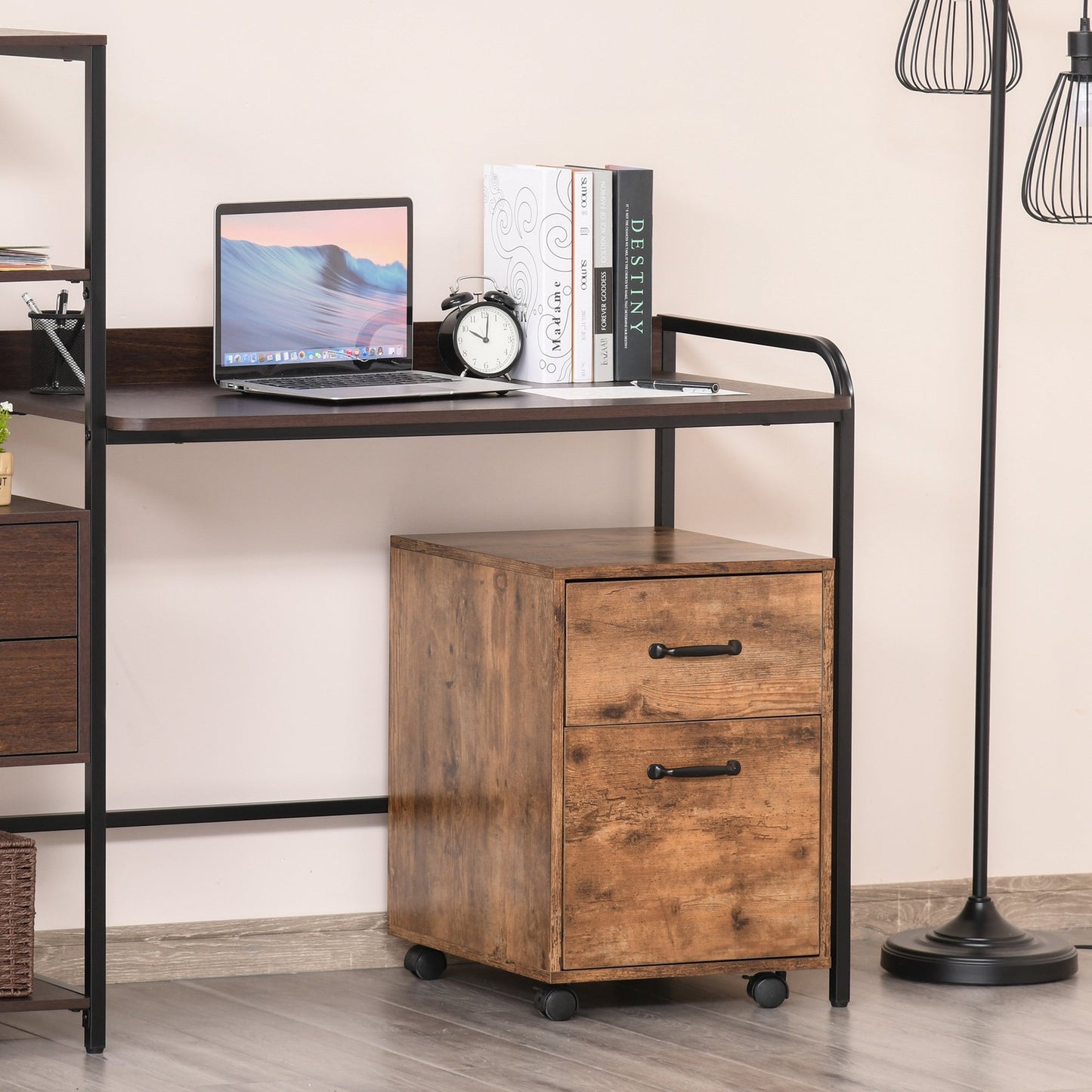 HOMCOM Rolling File Cabinet with 2 Drawers, Hanging File Folder, Home Office Under Desk Mobile Filing Organizer for Letter Size | Aosom Canada