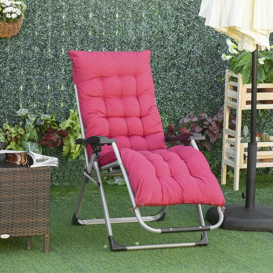 Outsunny Reclining Zero Gravity Chair Folding Garden Sun Lounger with Cushion Headrest Red | Aosom Canada