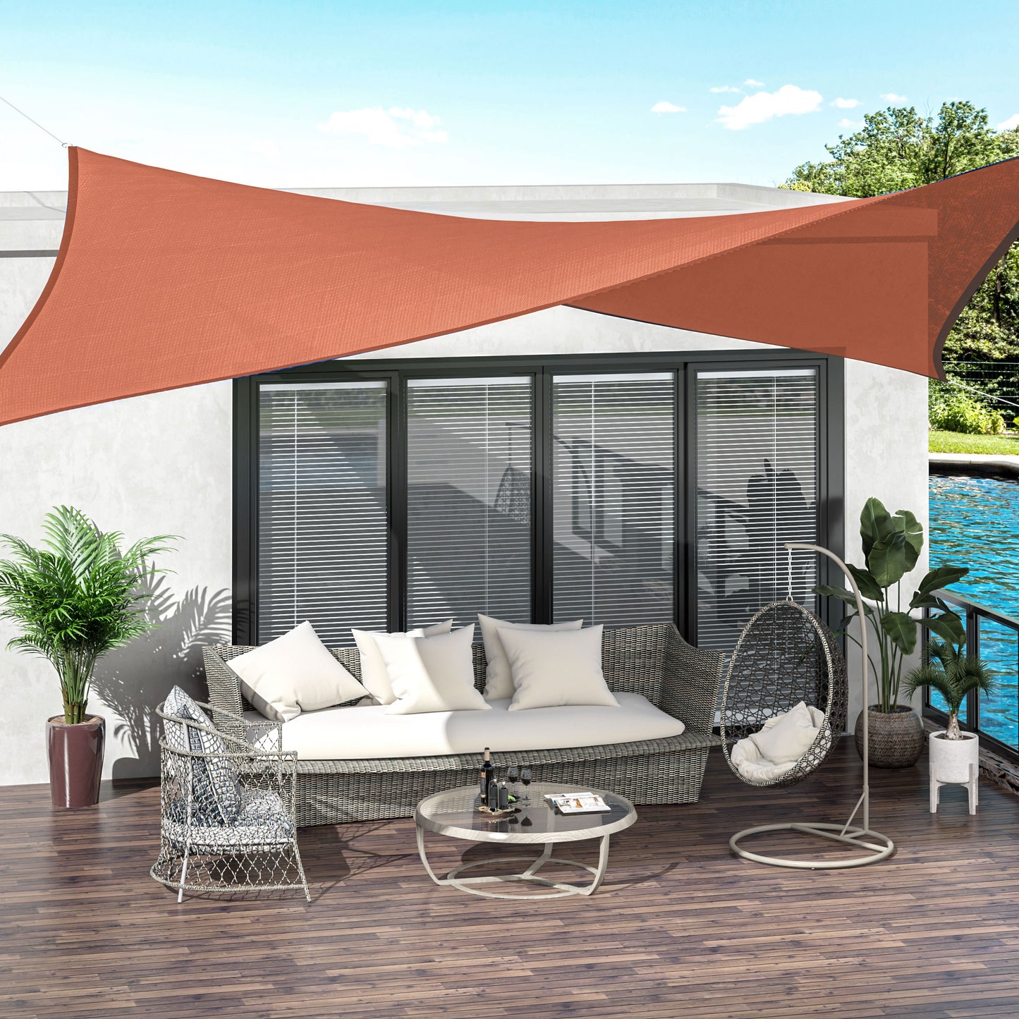 Outsunny Rectangle 13' x 20' Canopy Sun Sail Shade Garden Cover UV Protector Outdoor Patio Lawn Shelter with Carrying Bag (Rust Red) | Aosom Canada