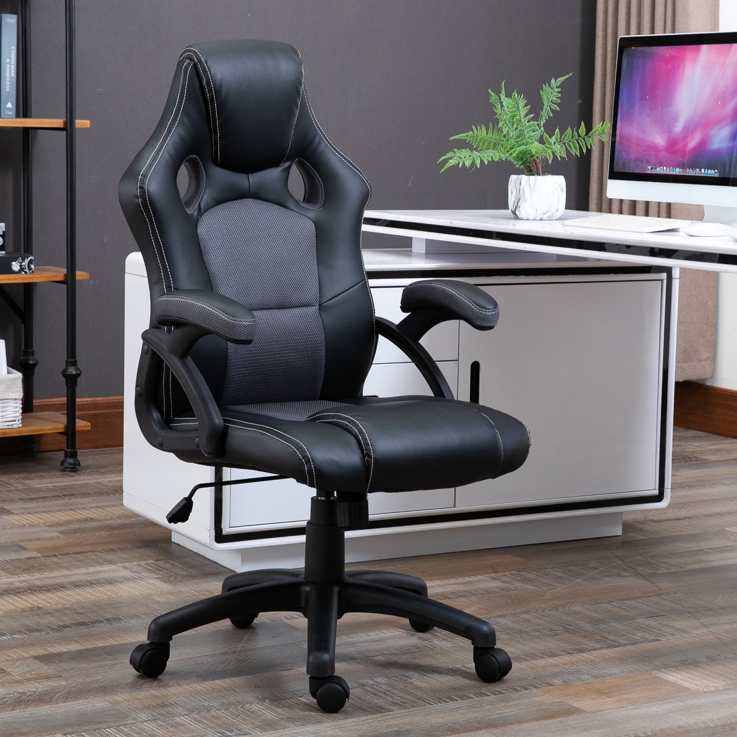 Vinsetto Racing Style PU Leather Gaming Chair E-sport Rocker Ergonomic Swivel Computer 360° Swivel Adjustable Height for Home Office | Aosom Canada