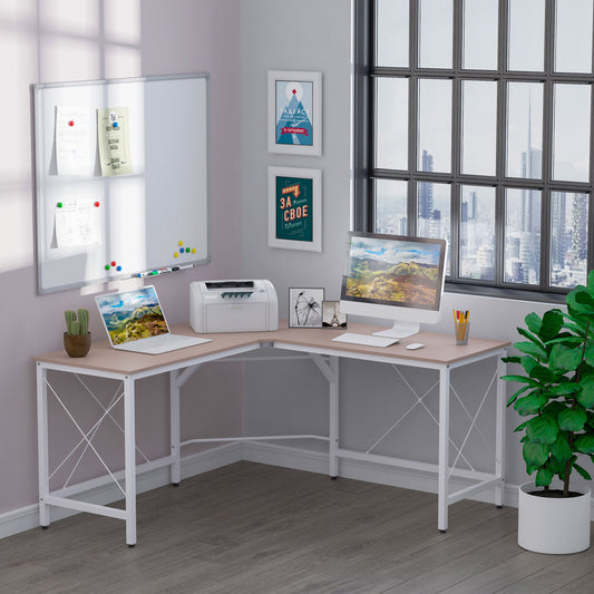 HOMCOM 59" x 59" Large L-Shaped Computer Desk Multifunctional Table Corner PC Workstation Gaming Table Workstation for Home Office Oak | Aosom Canada