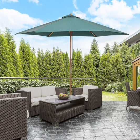 Outsunny ⌀9’ x 8’H Market Outdoor Patio Sun Umbrella Sunshade Garden Parasol, Green | Aosom Canada
