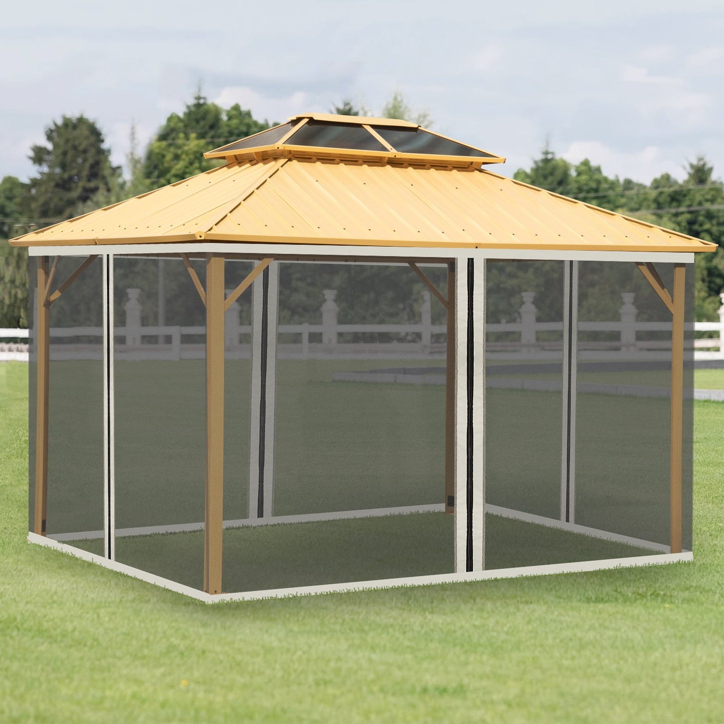Outsunny Replacement Mosquito Netting for Gazebo 10' x 13' Black Screen Walls for Canopy with Zippers Parties and Outdoor Activities | Aosom Canada