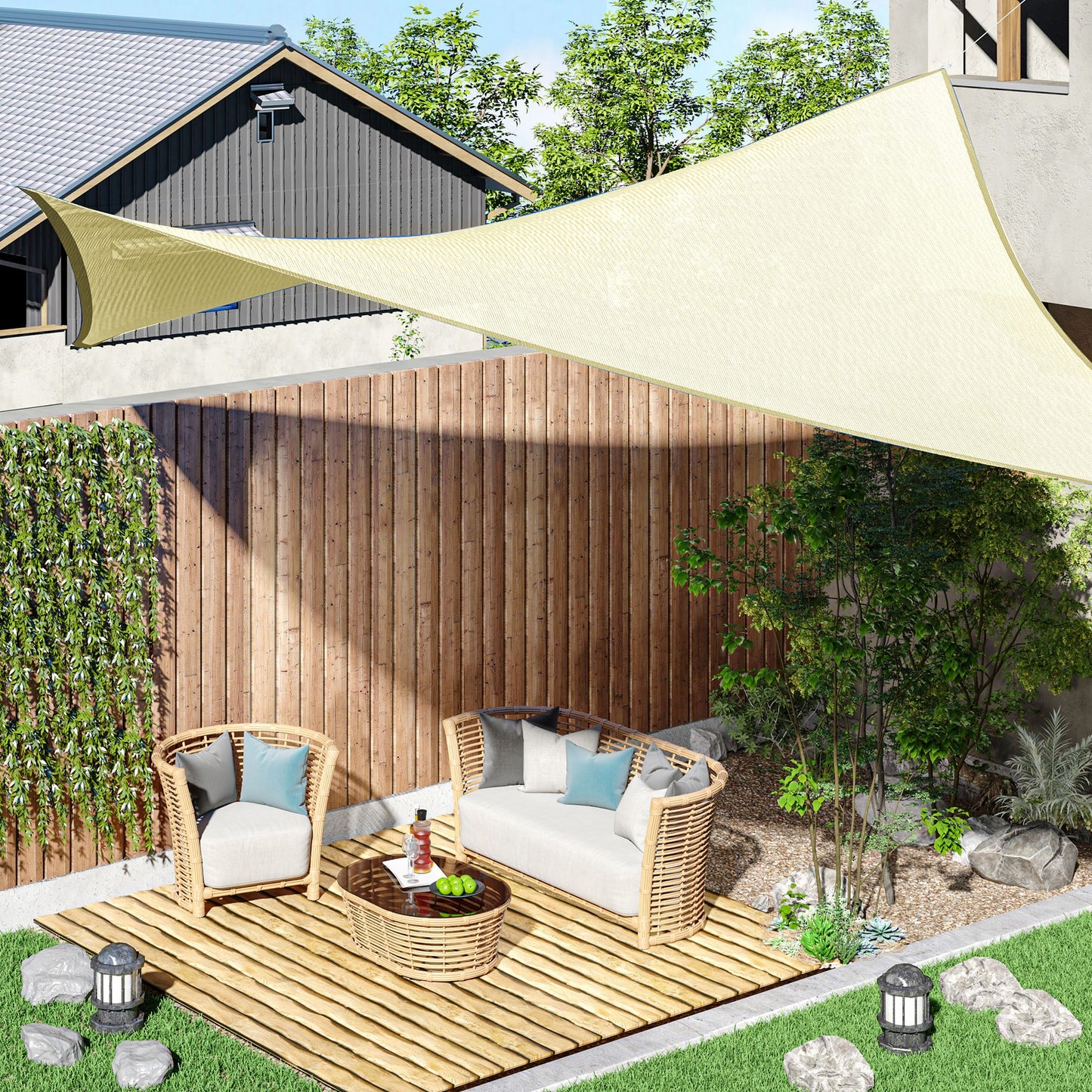 Outsunny Rectangle 10' x 13' Canopy Sun Sail Shade Garden Cover UV Protector Outdoor Patio Lawn Shelter w/ Carrying Bag (Cream White) | Aosom Canada