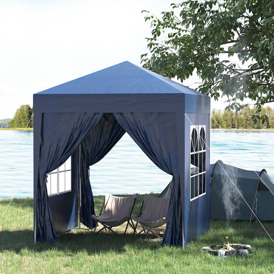 Outsunny 6.6x6.6ft Pop Up Party Tent Outdoor Folding Gazebo  Canopy with Side Walls Blue | Aosom Canada
