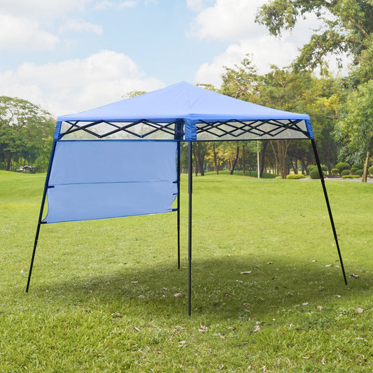 Outsunny 7' x 7' Garden Foldable Pop Up Gazebo Tent with Backpack & Adjustable Legs Outdoor Party Canopy  Blue & Black | Aosom Canada